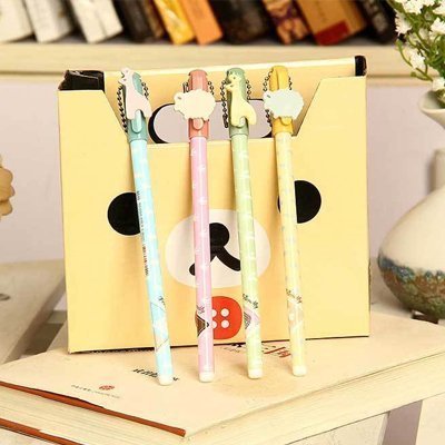 韓國創意文具可愛卡通中性筆針管中性筆帶尺子掛件水筆學生小禮物