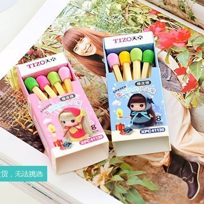 韓國創意文具卡通可愛賣火柴的小女孩學生橡皮擦兒童小學生小禮物