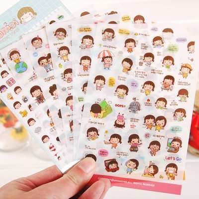 韓國文具貼紙可愛日記相冊裝飾小貼畫手機創意PVC透明防水貼女孩