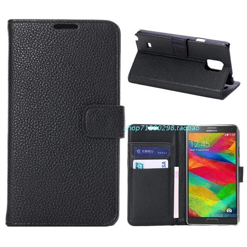 三星Galaxy Note4/N9100手機皮套荔枝紋左右開翻插卡保護外殼批發