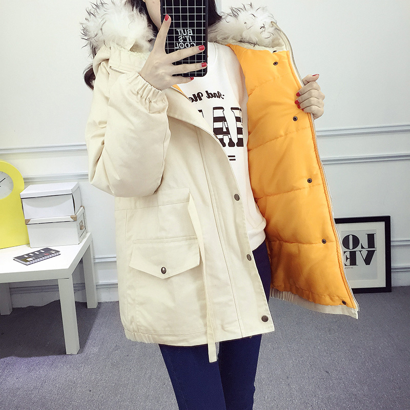 原宿風冬季外套女bf2017新款韓國加厚連帽長袖大毛領面包服女棉衣