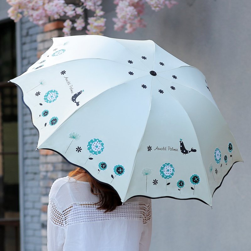 晴雨兩用傘遮陽傘防紫外線防曬傘太陽傘三折小清新黑膠女學生雨傘