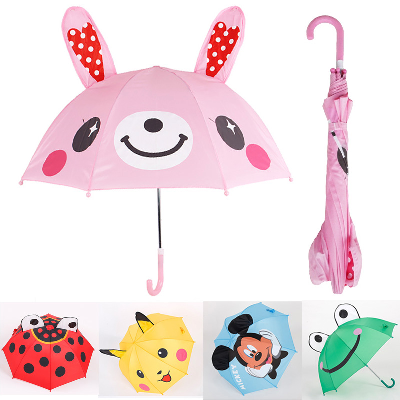 兒童晴雨傘可愛動物兔子青蛙米奇耳朵傘自動個性小孩兒童卡通學生