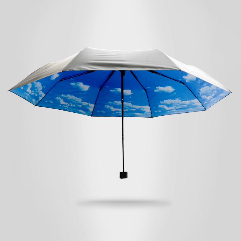 創意藍天白云太陽傘天空傘防曬黑膠折疊晴雨傘防紫外線遮陽傘