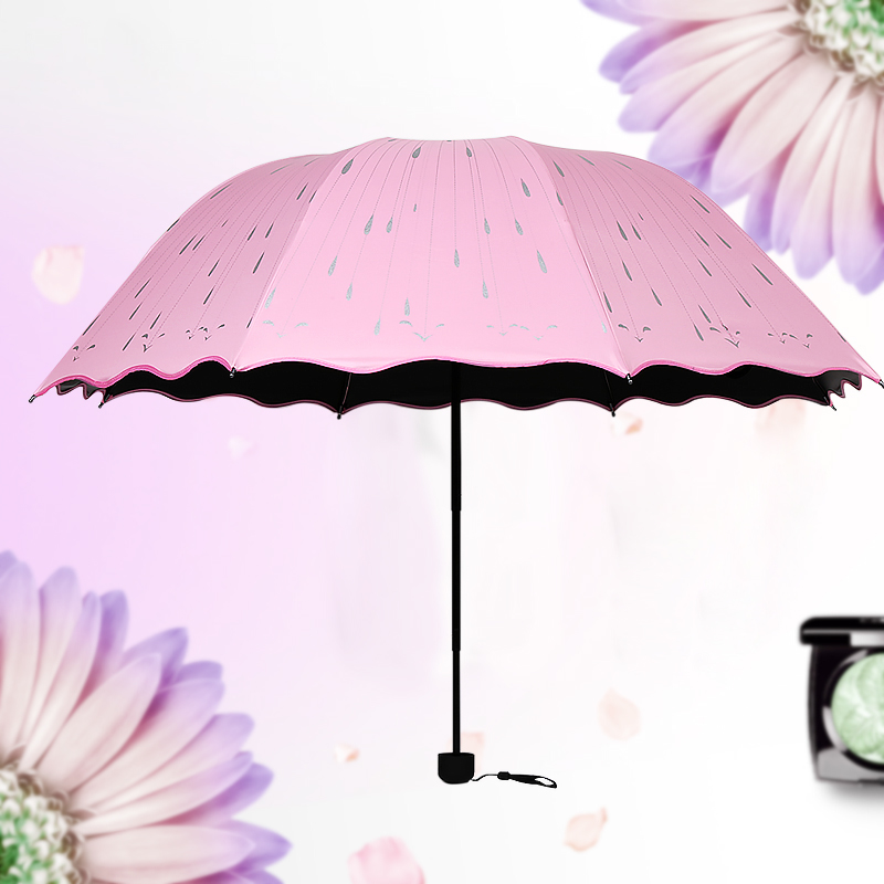 三折疊雨傘創意防紫外線太陽傘晴雨兩用傘韓版可愛防曬黑膠傘男女