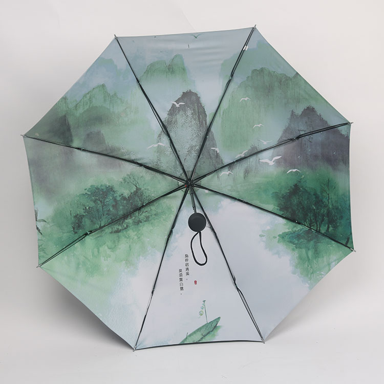 創意復古晴雨傘兩用折疊遮陽防曬防紫外線太陽傘古風水墨畫中國風
