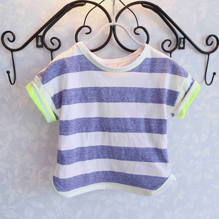 寶寶短袖T恤 夏裝韓版新款女童童裝兒童條紋打底衫tx-5423