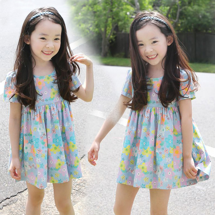 寶寶花朵連衣裙 夏裝新款韓版女童童裝 兒童彩色裙子qz-2766