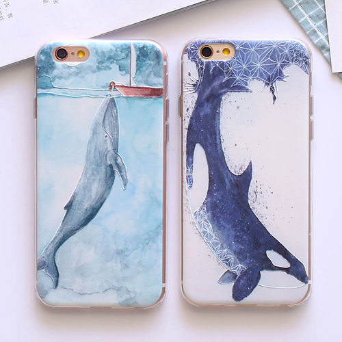 蘋果7軟殼iPhone6手機殼6splus硅膠套5s可愛文藝鯨魚浮雕女款
